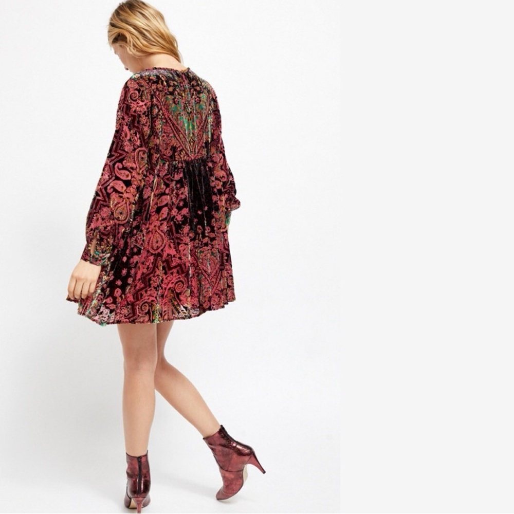 Free People Mirror Mirror Velvet Burnout Mini Dress Size Small - Picture 3 of 13